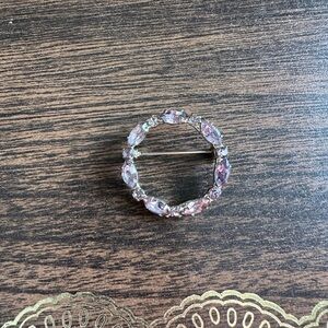 Vintage Light Purple Crystal Circle Brooch